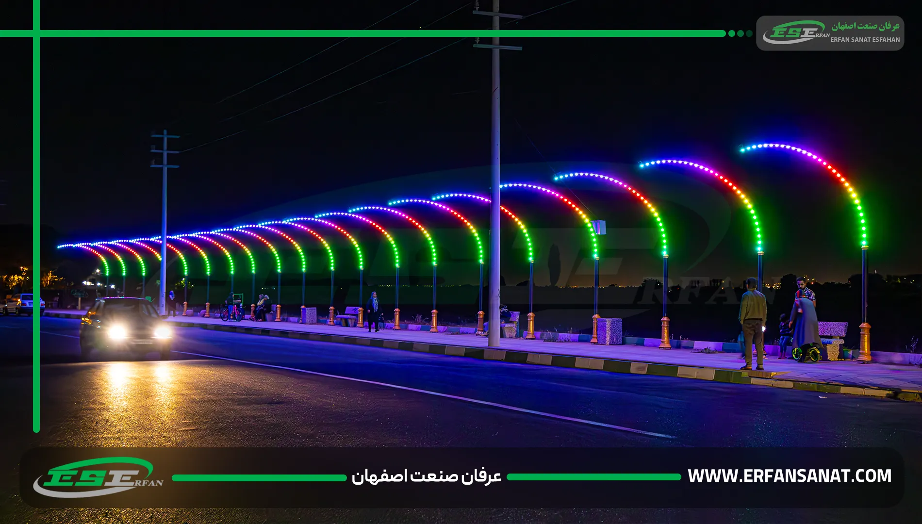 افکت‌های نوری رنگی و متغیر در تونل نیم‌آرک استان البرز