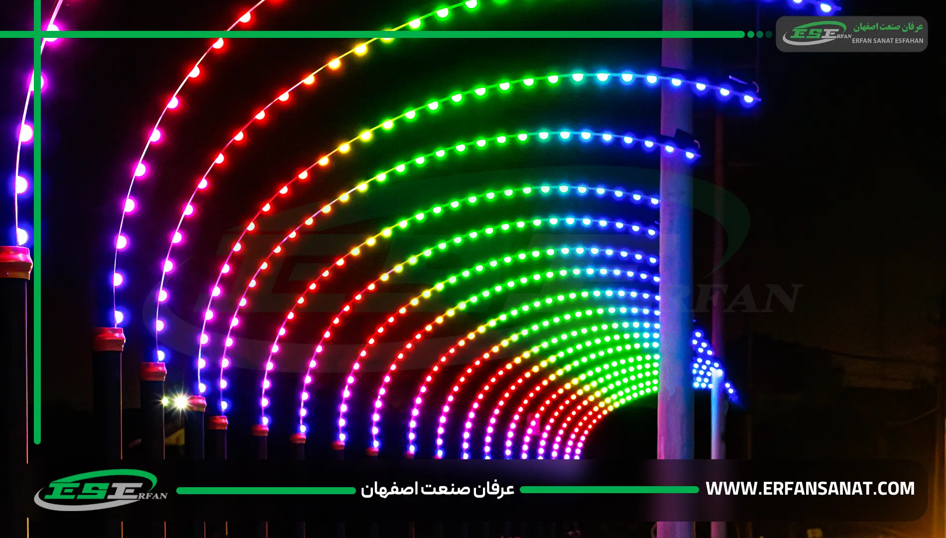 افکت‌های نوری رنگی و متغیر در تونل نیم‌آرک