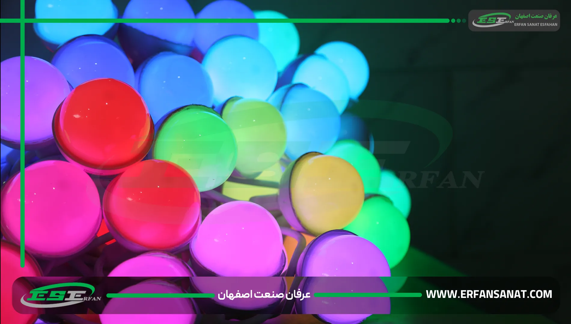 ریسه فندقی فول‌کالر ضدآب با رنگ‌های متنوع در نورپردازی شهری