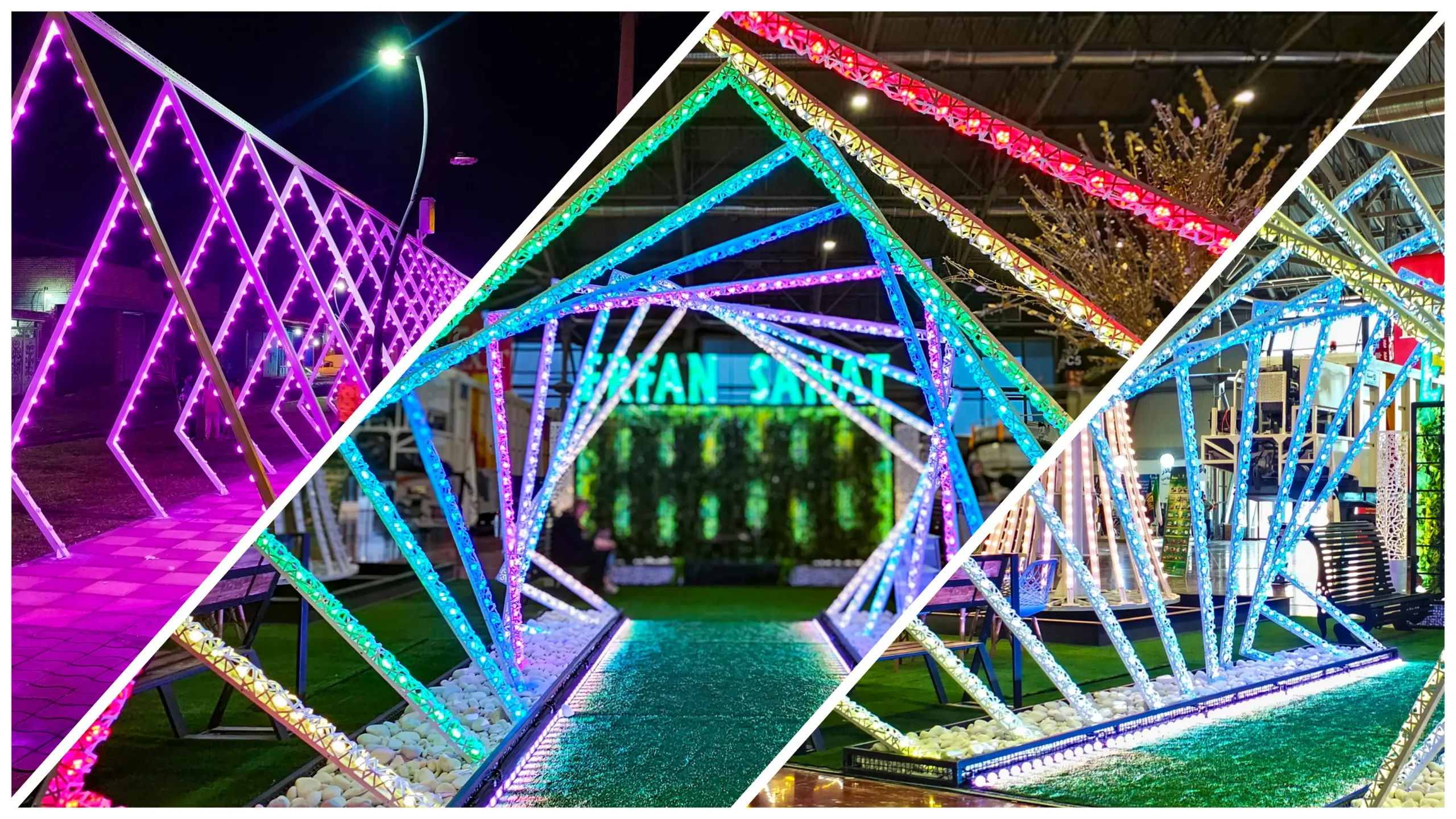 Elegant light tunnels providing dynamic illumination for cityscapes.
