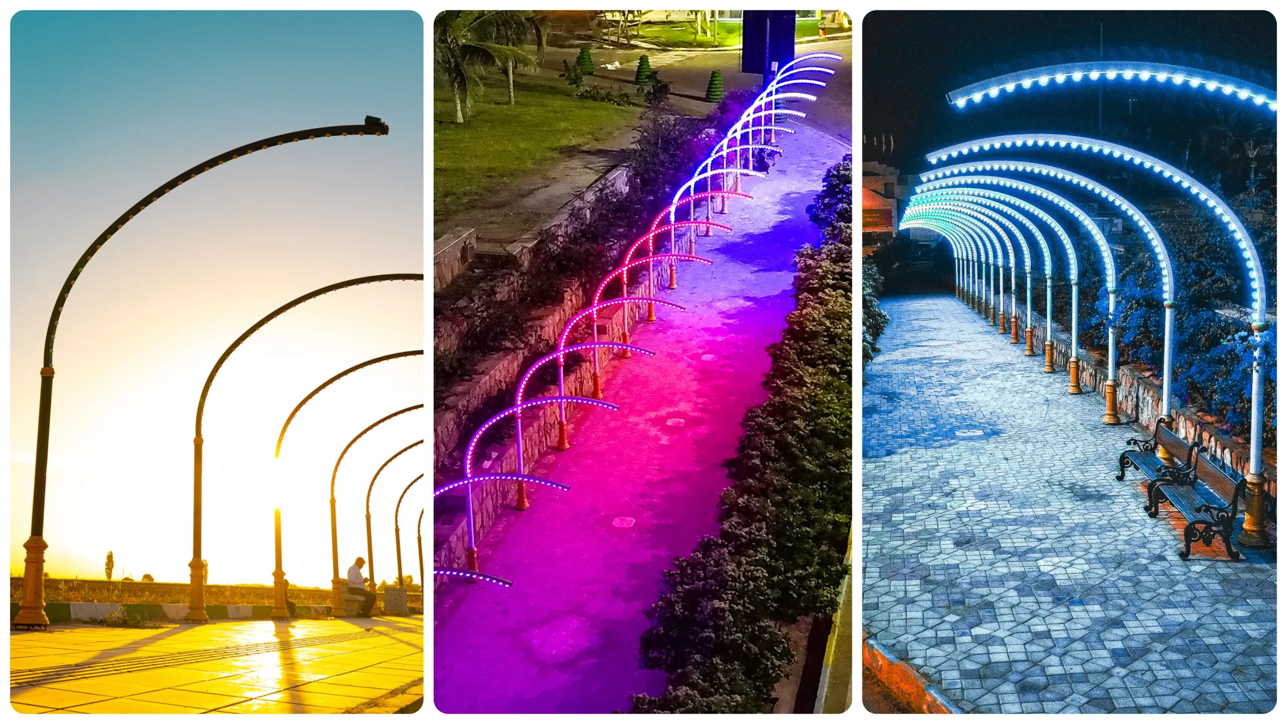 Innovative light tunnels enhancing public and urban spaces.
