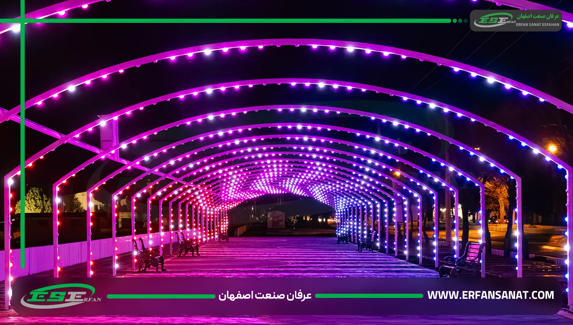 استفاده از ریسه پیکسلی فول کالر در پروژه تونل نوری کرمان