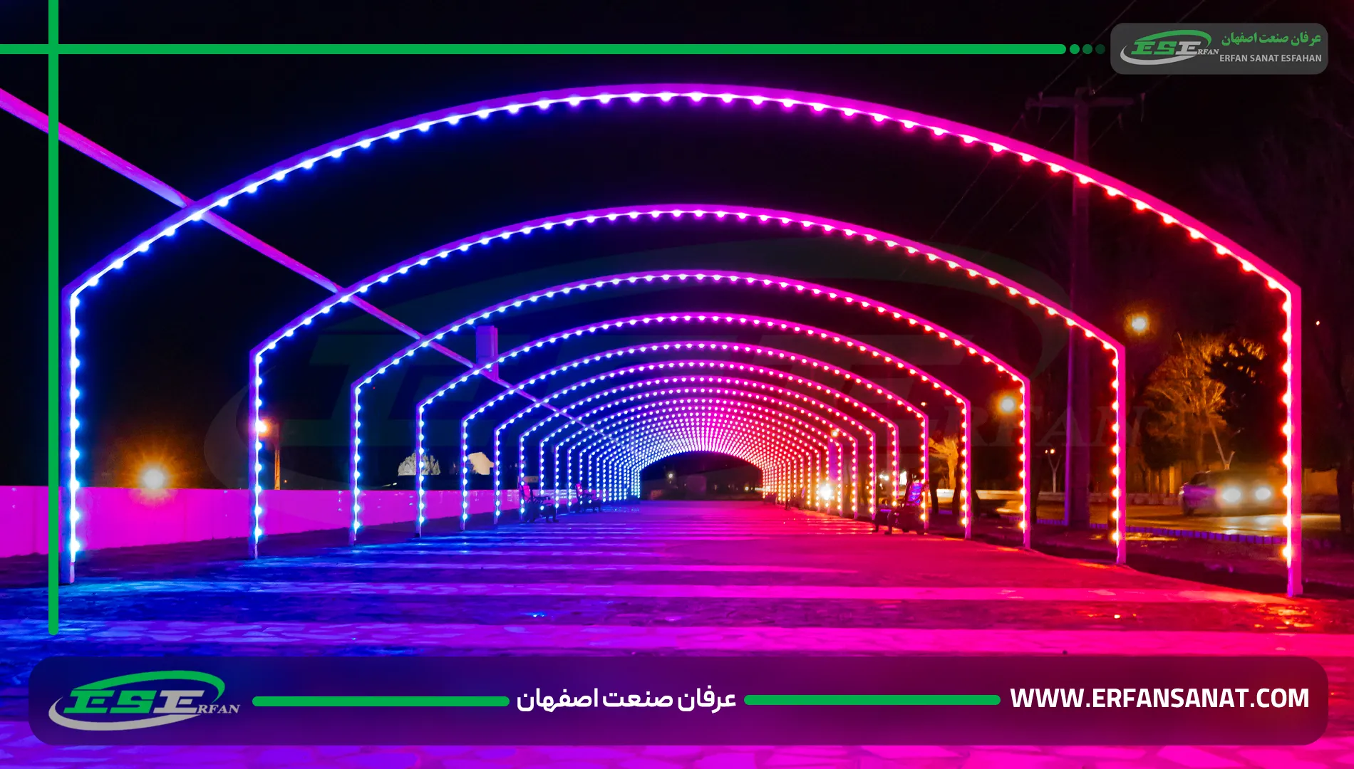 جلوه‌های نوری هماهنگ در تونل نوری کرمان توسط عرفان صنعت اصفهان