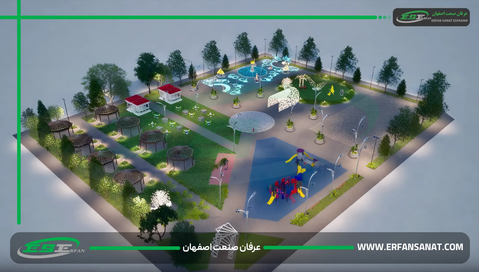 تنفيذ لعبة ضوئية تفاعلية للأطفال في حديقة حضرية